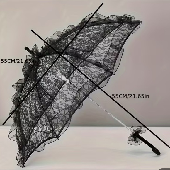 🔥Black Lace Short Parasol New - Picture 2 of 3